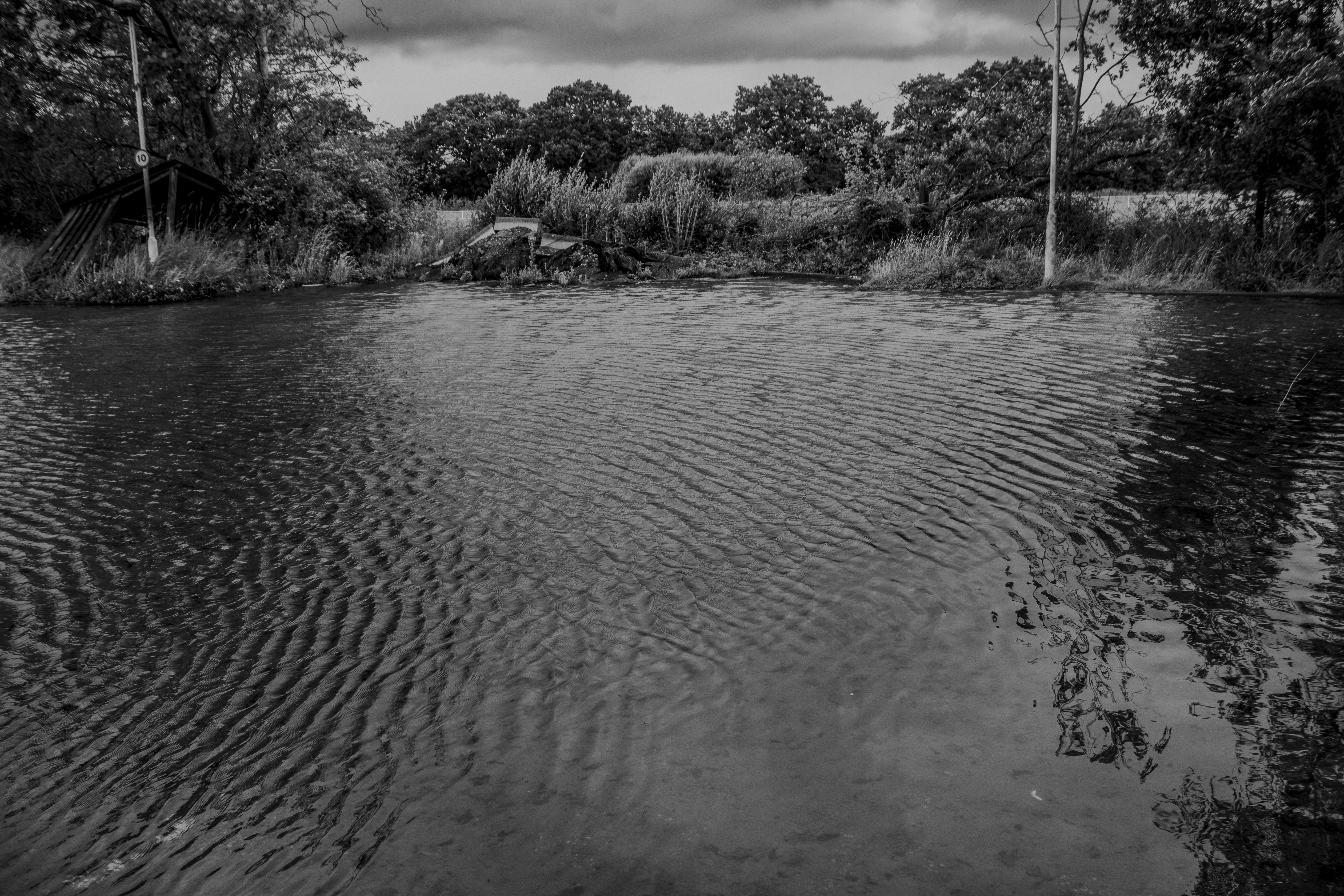 Rippling flood waters